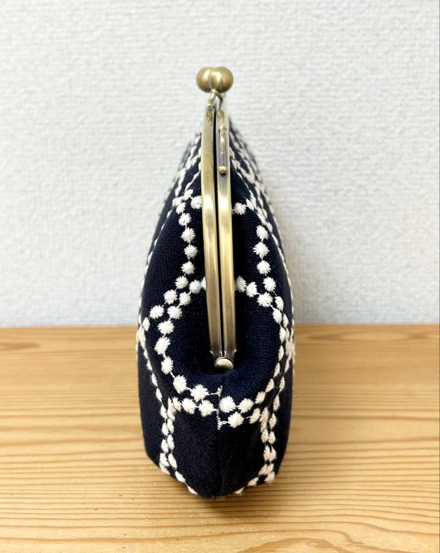 ハンドメイド がま口バッグ ポーチ タンバリン DOP ミナペルホネン dn