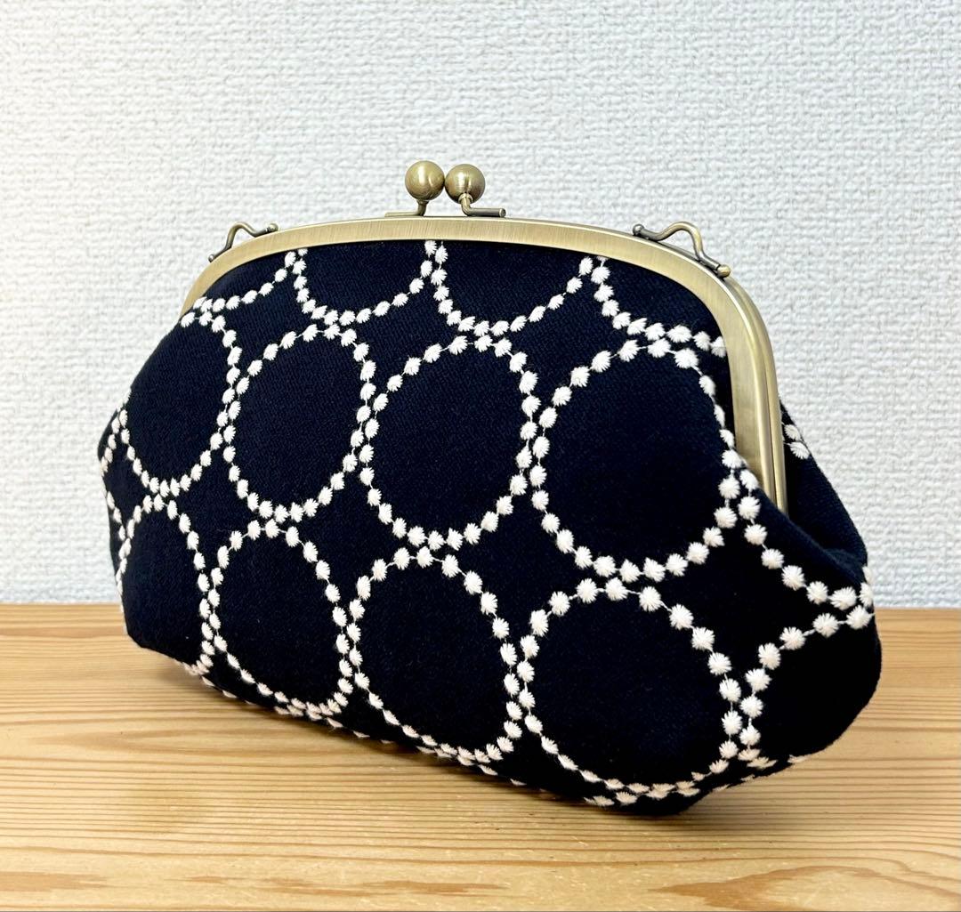 ハンドメイド がま口バッグ ポーチ タンバリン DOP ミナペルホネン dn