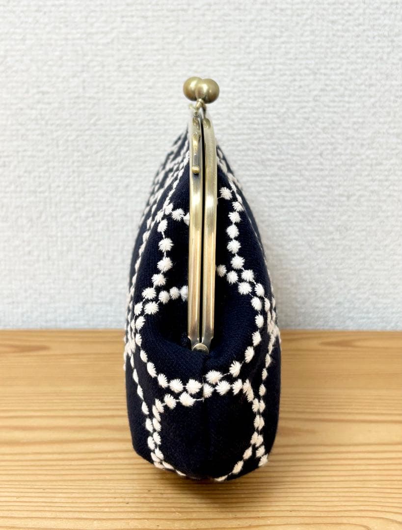 ハンドメイド がま口バッグ ポーチ タンバリン DOP ミナペルホネン dn