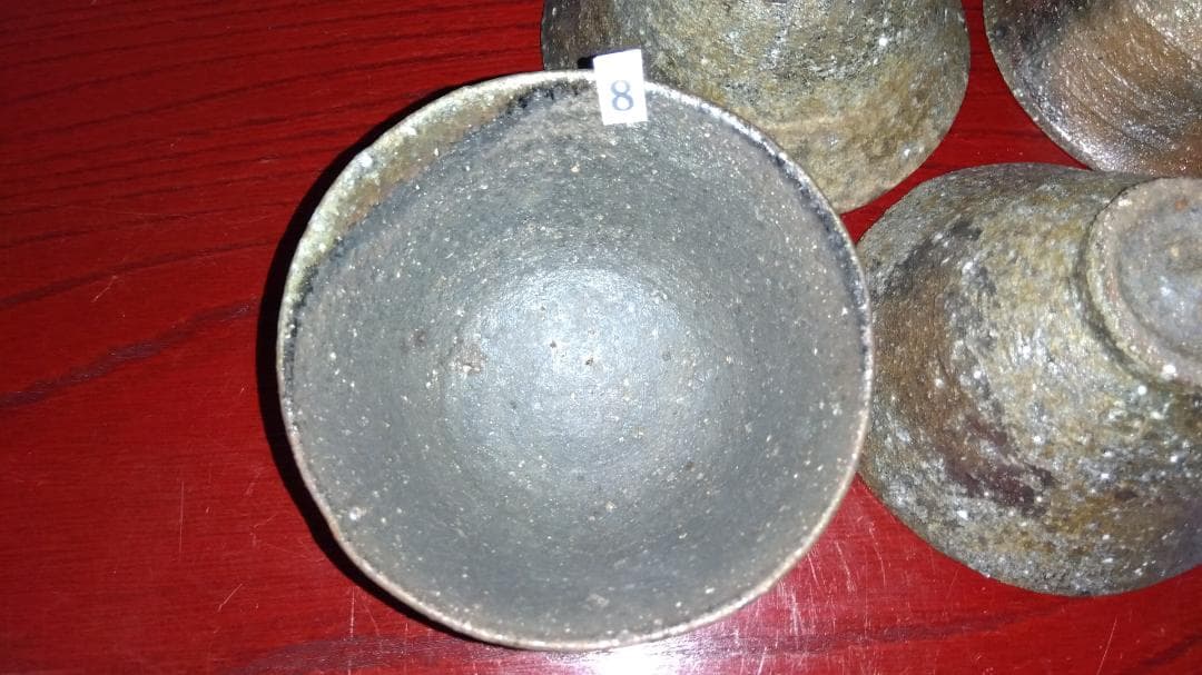 越前焼名工　桝田屋光生　 自然灰釉還元窯変美茶器逸品5点【ぐい飲み酒器】