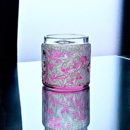 花のオールドバカラ エグランチエの小物入れ【1916年カタログ】ピンク