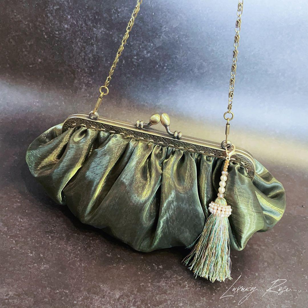 新作貝殻シリーズ玉蟲ブラックグリーン♡上品大人気品コロンふんわりパーティーバッグ