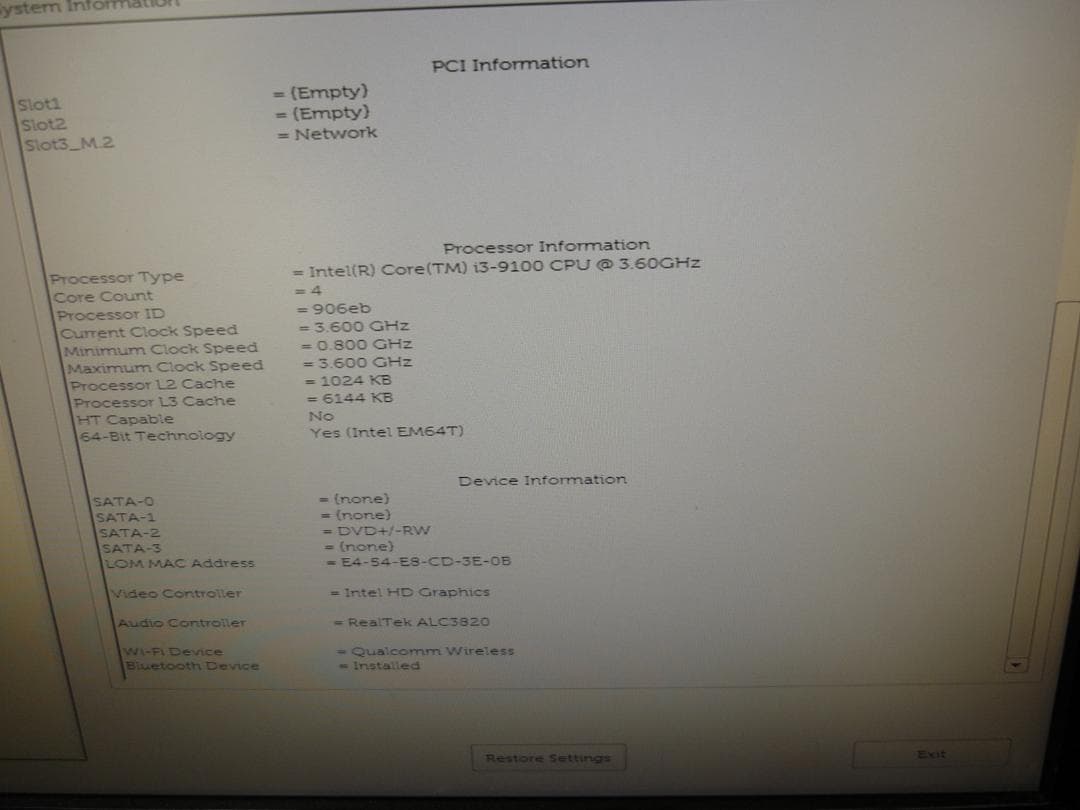 DELL Inspiron3471 i3-9100/メモリなし/HDDなし