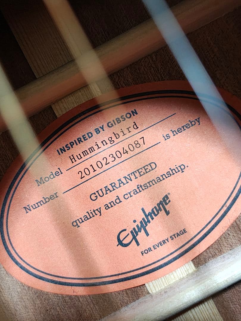総単板Epiphone Masterbiltハミングバード/極美品ソフトケース
