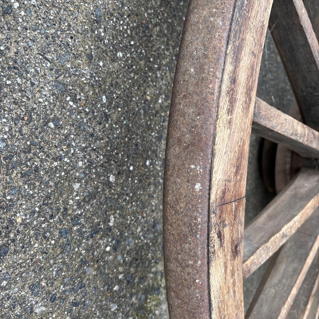 木製スポークデザイン鉄車輪 2個セット