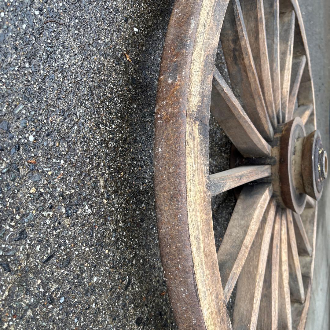 木製スポークデザイン鉄車輪 2個セット