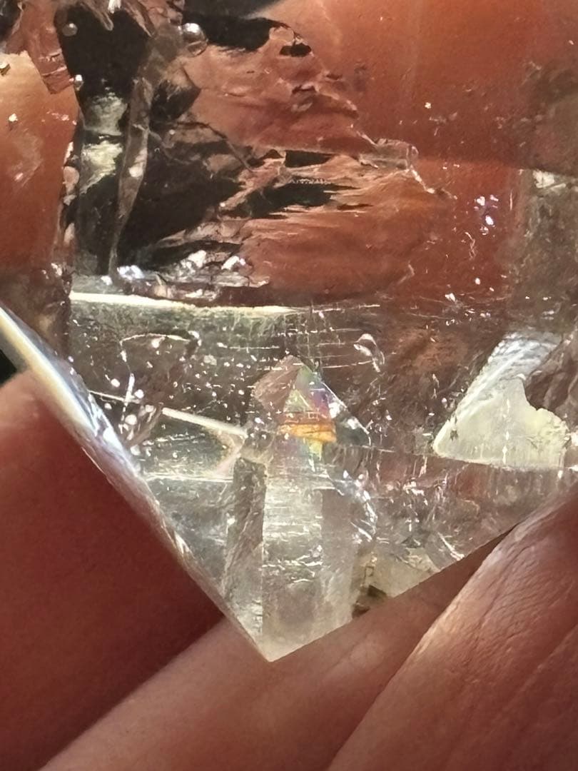 レア　2本のクォーツインクォーツ　2箇所の水入り水晶　エンハイドロ　35g
