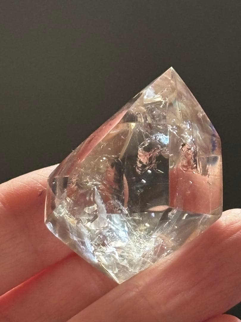 レア　2本のクォーツインクォーツ　2箇所の水入り水晶　エンハイドロ　35g
