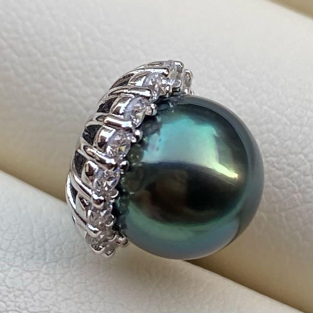 本真珠　南洋黒蝶真珠ネックレストップ　9.7mmピーコックグリーンPT799