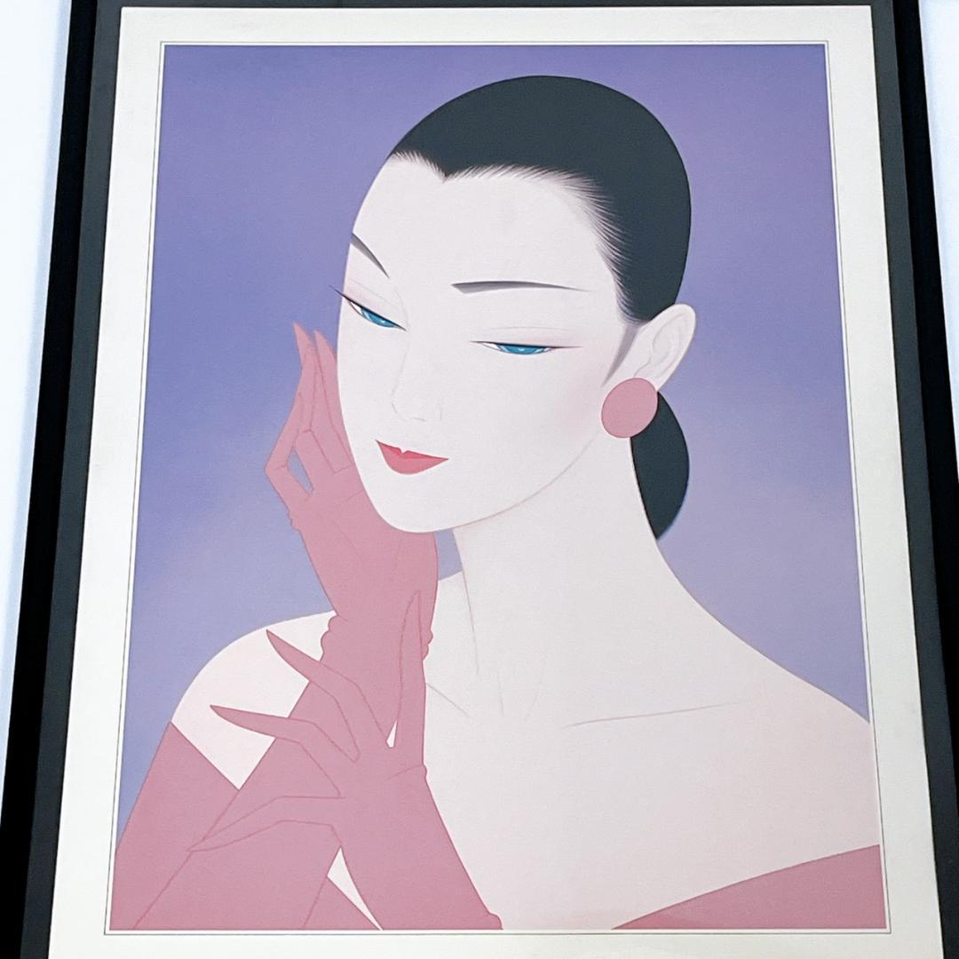 鶴田一郎 美人画 アンティーク ポスター画 絵画