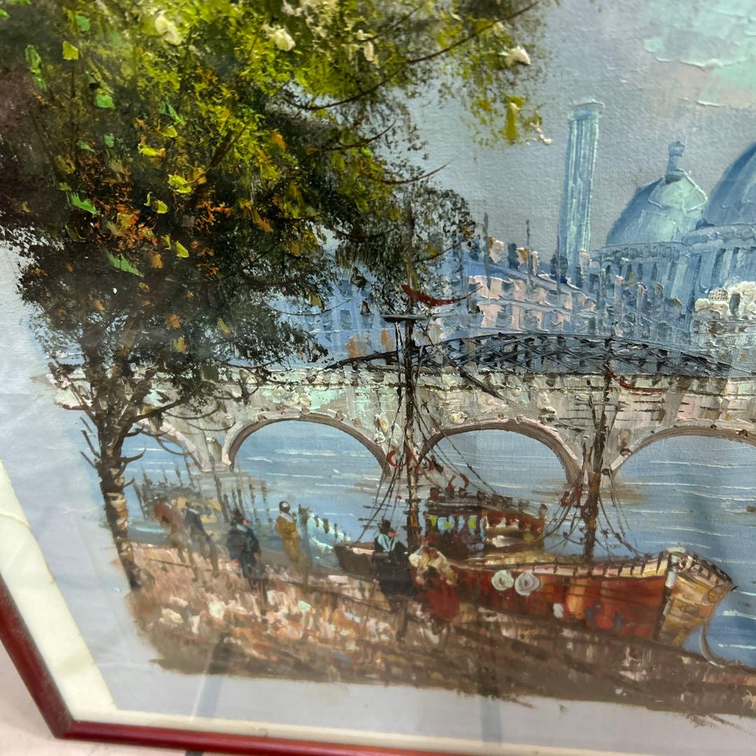 作者不詳 パリの風景 エッフェル塔とノートルダム大聖堂 額付 絵画 インテリア