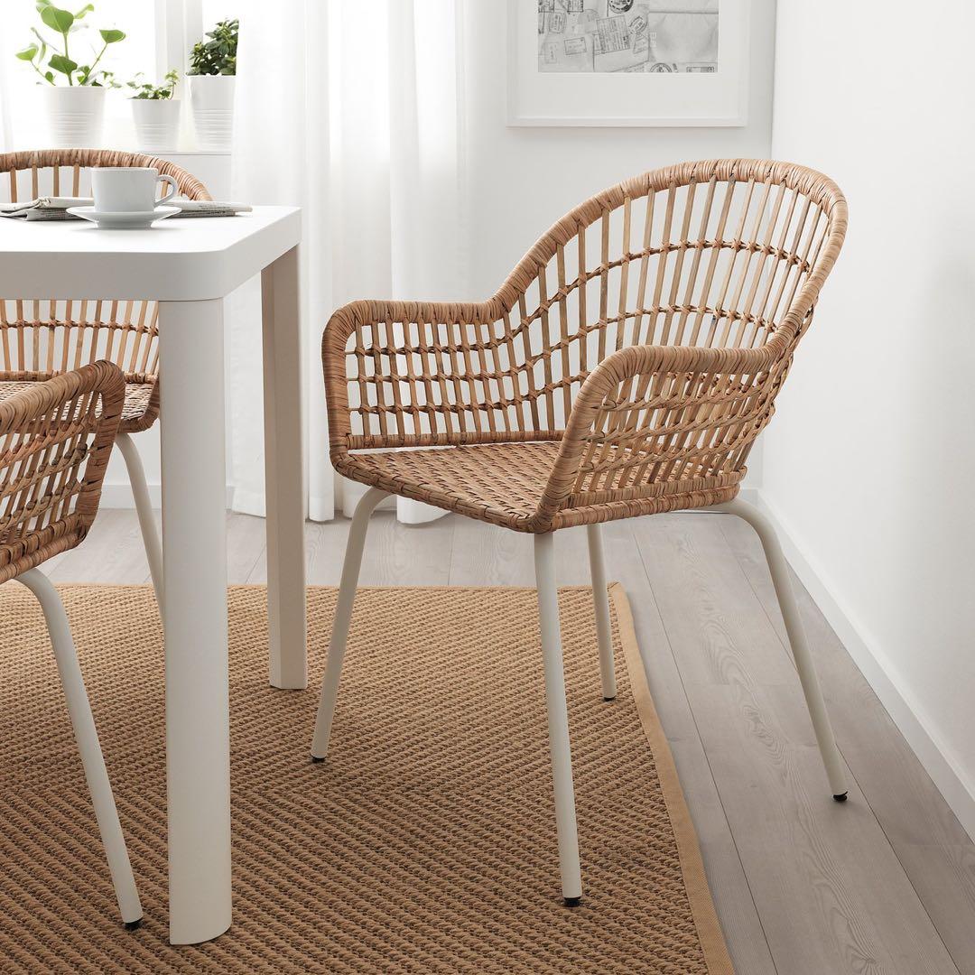 美品【IKEA】NILSOVE ニルソーヴェ ラタン チェア クッション付き