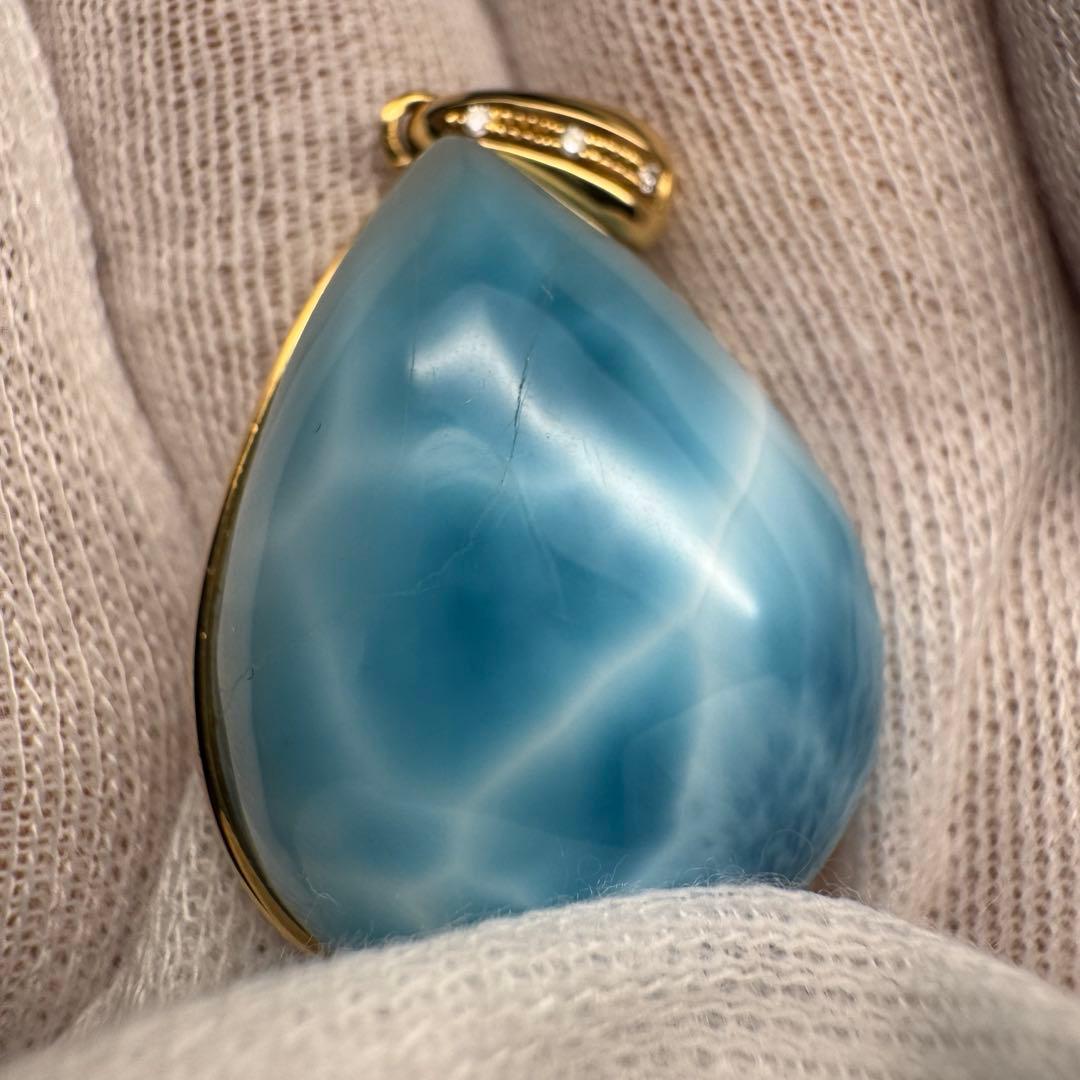 【極上品】ラリマー　K18ペンダントトップ