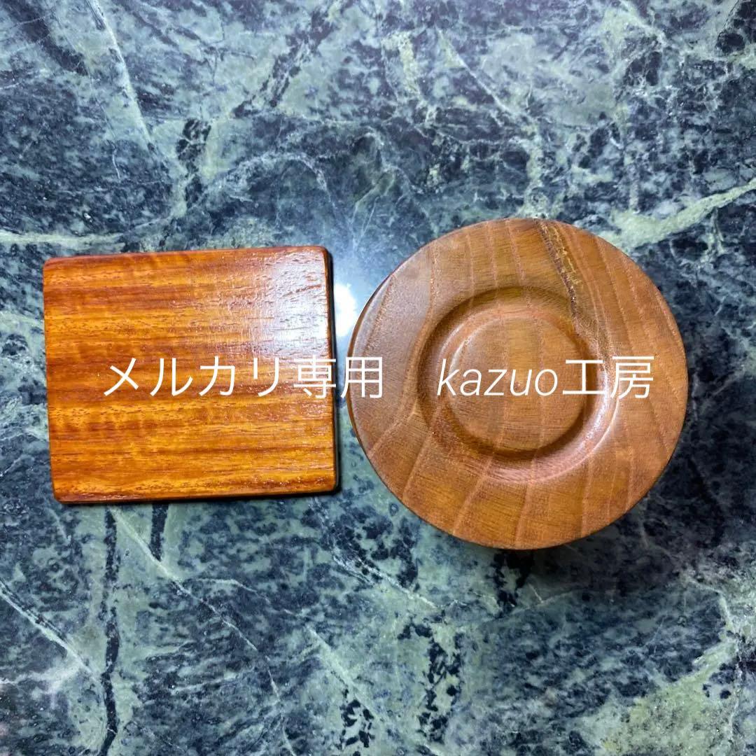 桑の木の丸形花瓶・置物花台付　木工品　ハンドメイド