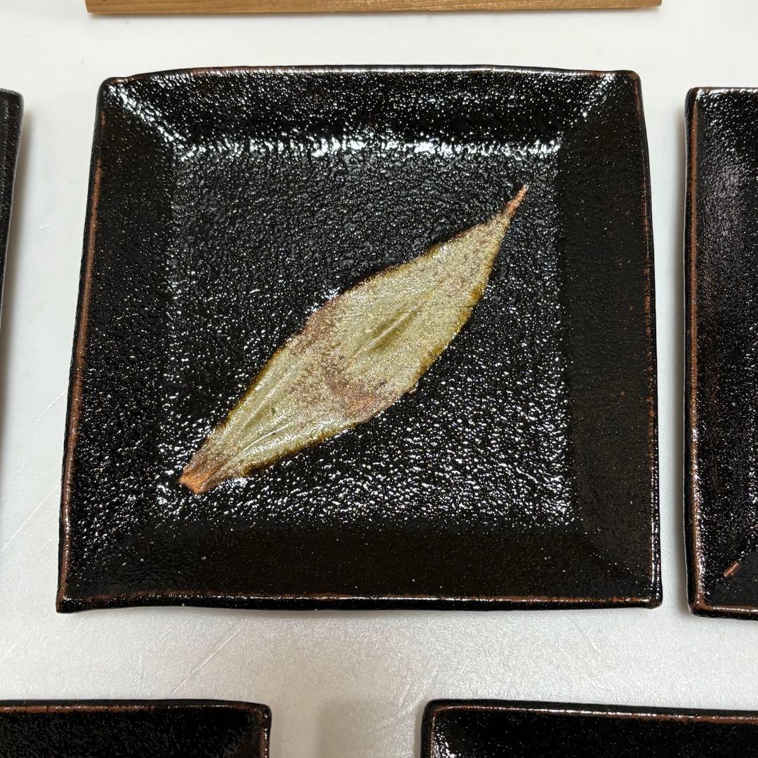 太郎右衛門 木の葉銘々皿 5枚セット 十二代中里太郎右衛門 唐津焼 木箱 和食器