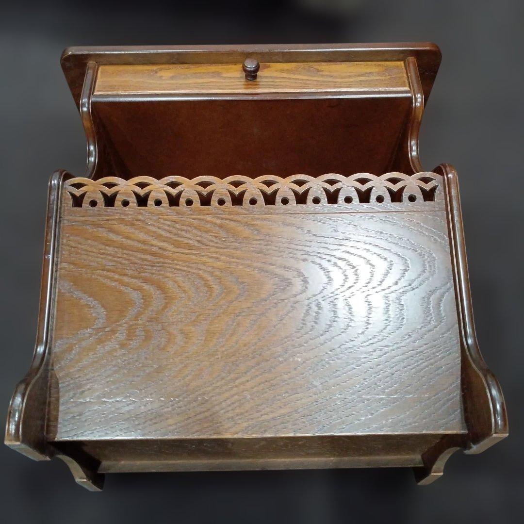 ビンテージ木製マガジンラック 引き出し付きマガジンテーブル 高さ約45cm