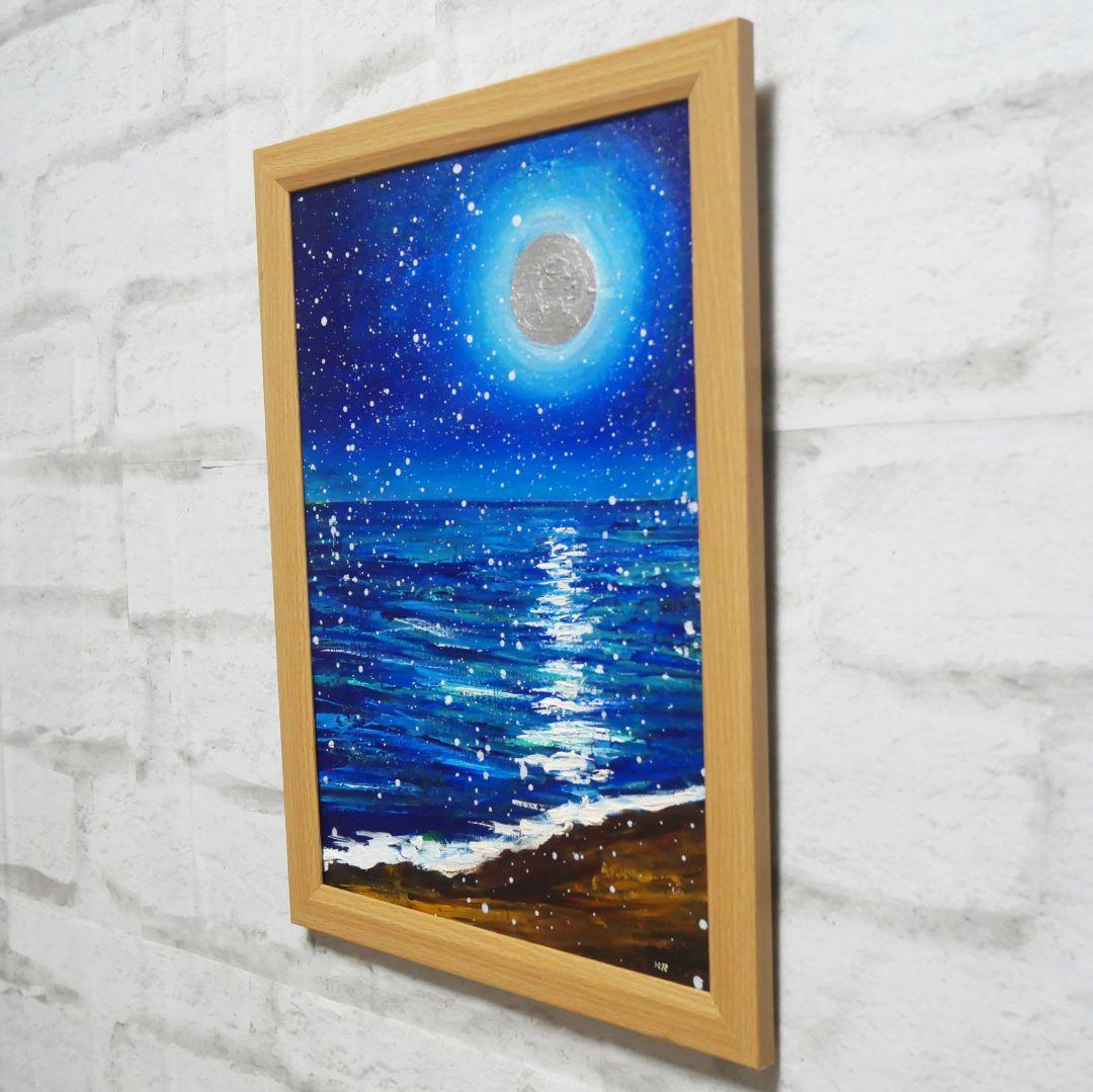 油絵 油彩 油彩画 絵 絵画【海雪の月】