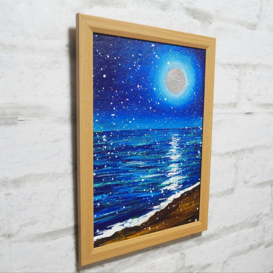 油絵 油彩 油彩画 絵 絵画【海雪の月】