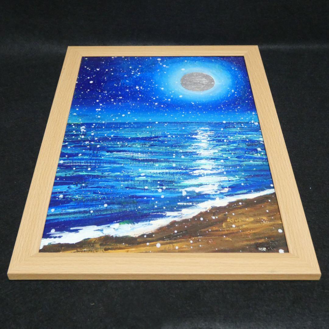 油絵 油彩 油彩画 絵 絵画【海雪の月】