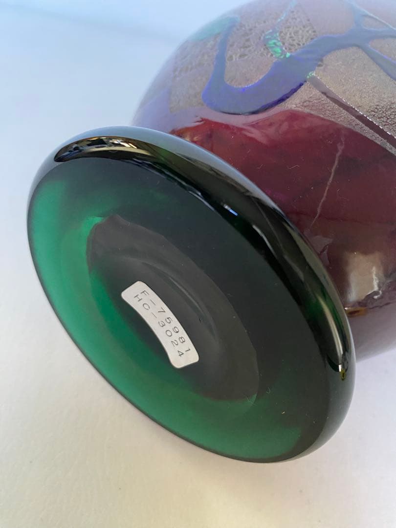 津軽びいどろ　花瓶　ガラス工芸　ハンドメイド　未使用　置物