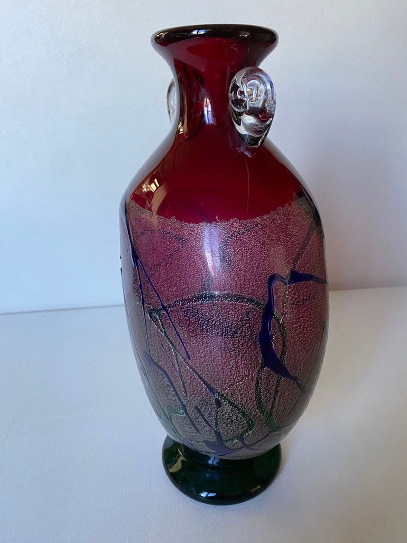津軽びいどろ　花瓶　ガラス工芸　ハンドメイド　未使用　置物