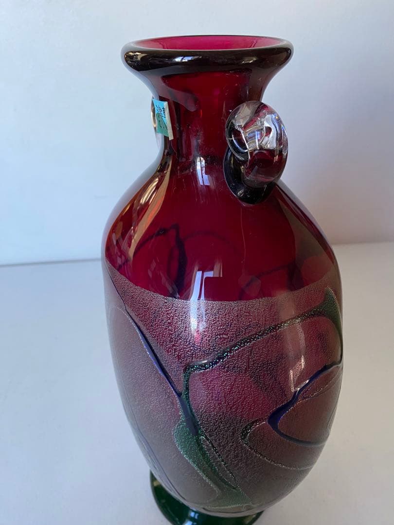 津軽びいどろ　花瓶　ガラス工芸　ハンドメイド　未使用　置物