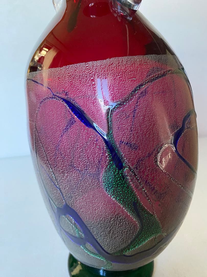 津軽びいどろ　花瓶　ガラス工芸　ハンドメイド　未使用　置物