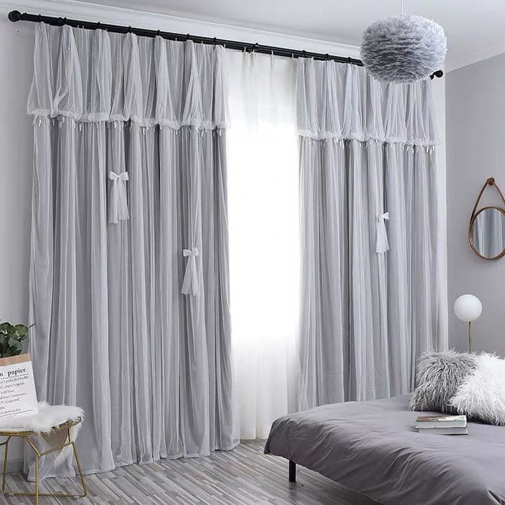 ley6 カーテン　一体型カーテン　アジャスターフック レース付き 遮光カーテン