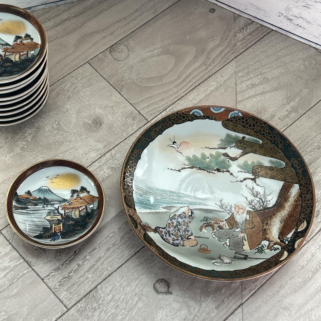 九谷焼　お皿　11点　まとめセット！九谷五彩　青粒　金彩　人物