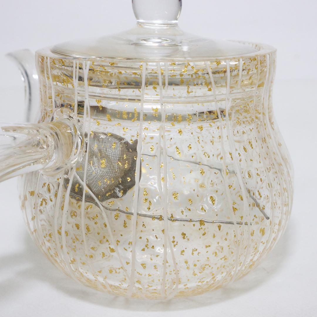 吉田勝美 作 玻璃の匠 ガラス製 硝子急須 煎茶道具　共箱 未使用