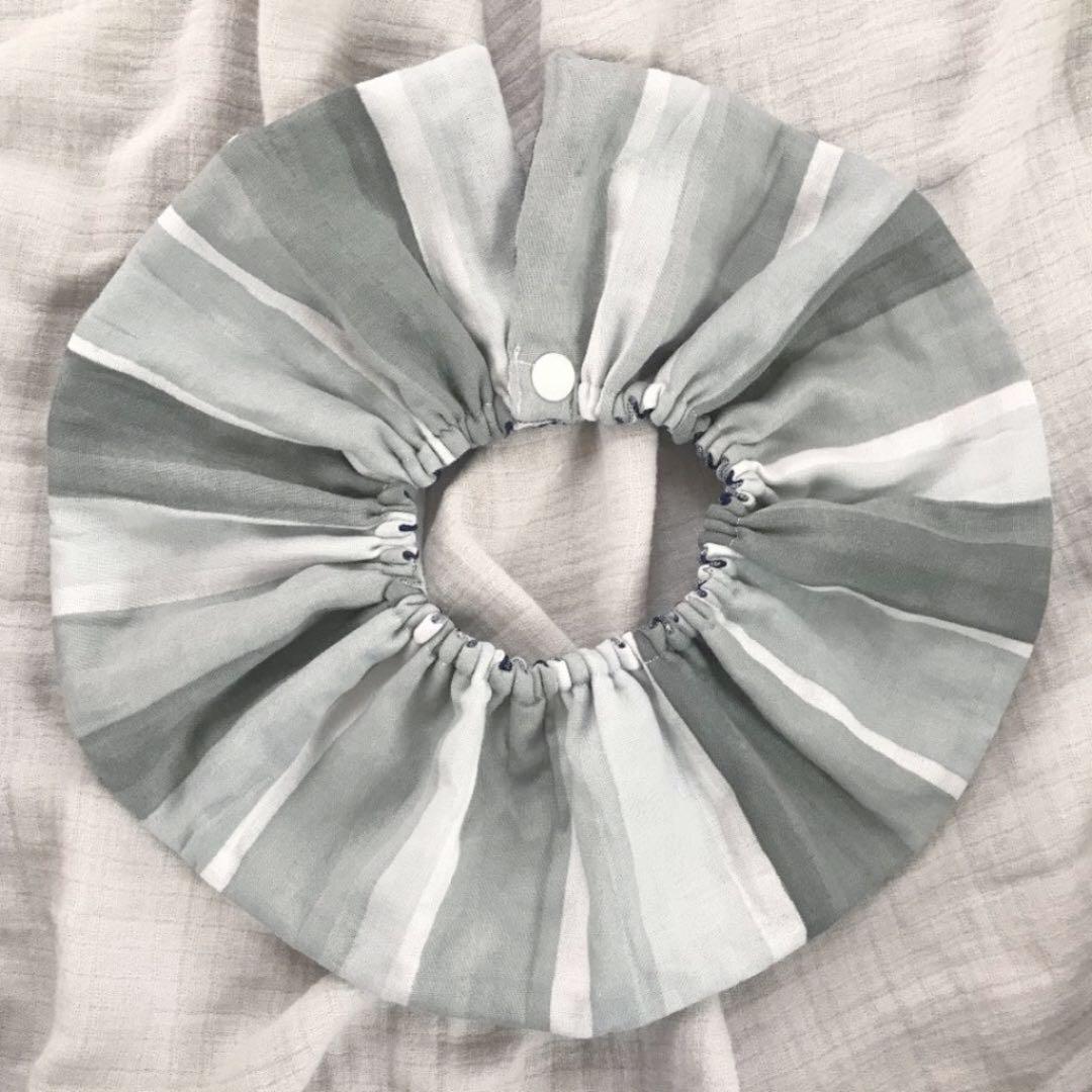 ★ネイビーギンガムチェック×グレーマーカーたて★ ハンドメイドリバーシブルスタイ