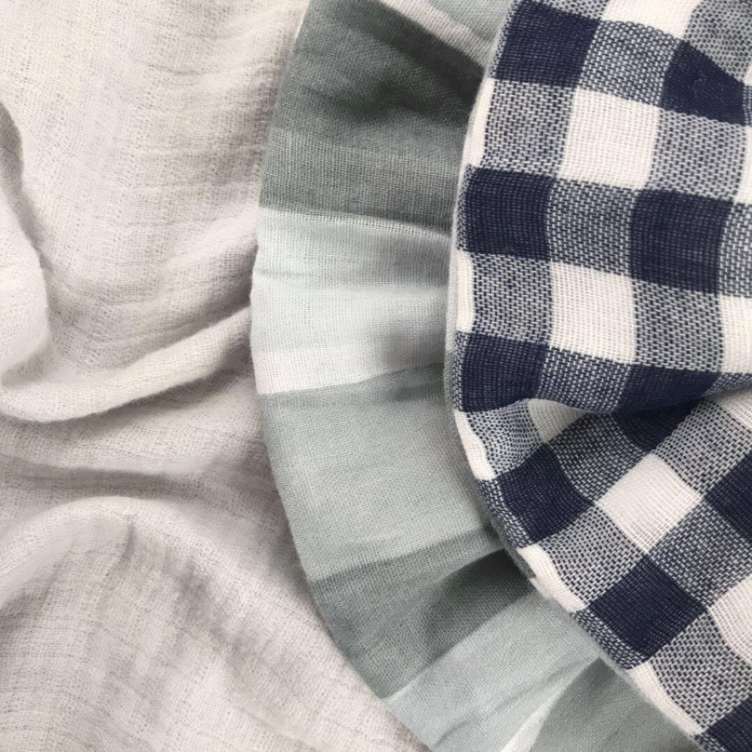 ★ネイビーギンガムチェック×グレーマーカーたて★ ハンドメイドリバーシブルスタイ