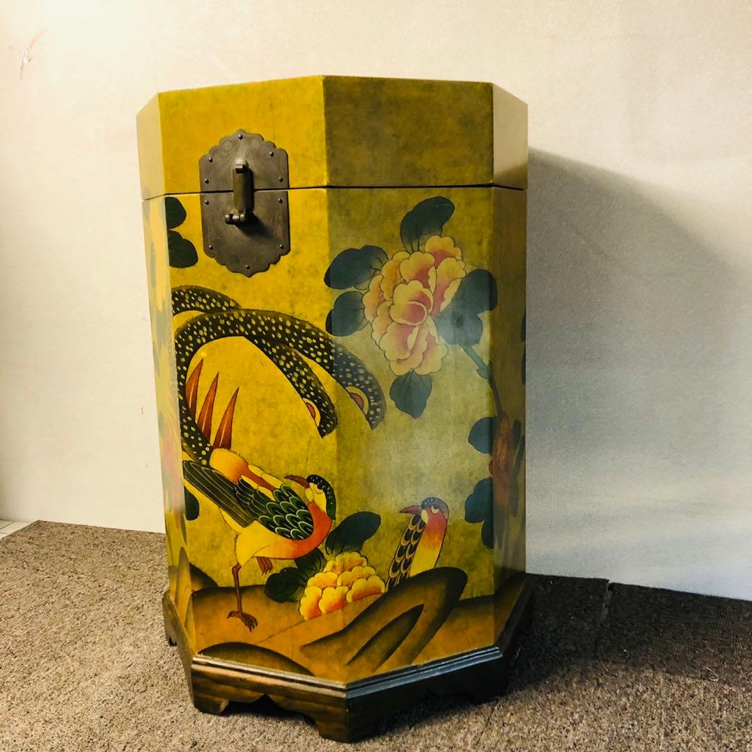 G28アンティーク品✨李朝家具 八角箱 帽子入れ 小物入れ 収納箱 中国