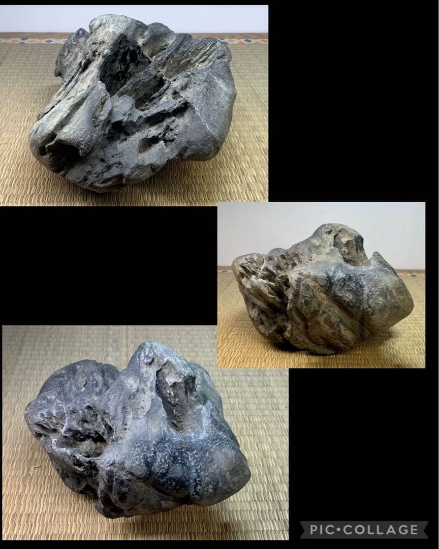 2500 揖斐川石 ウブ『天邪鬼』桐箱付 2箇所ヌケあり 水石 置物 鑑賞石