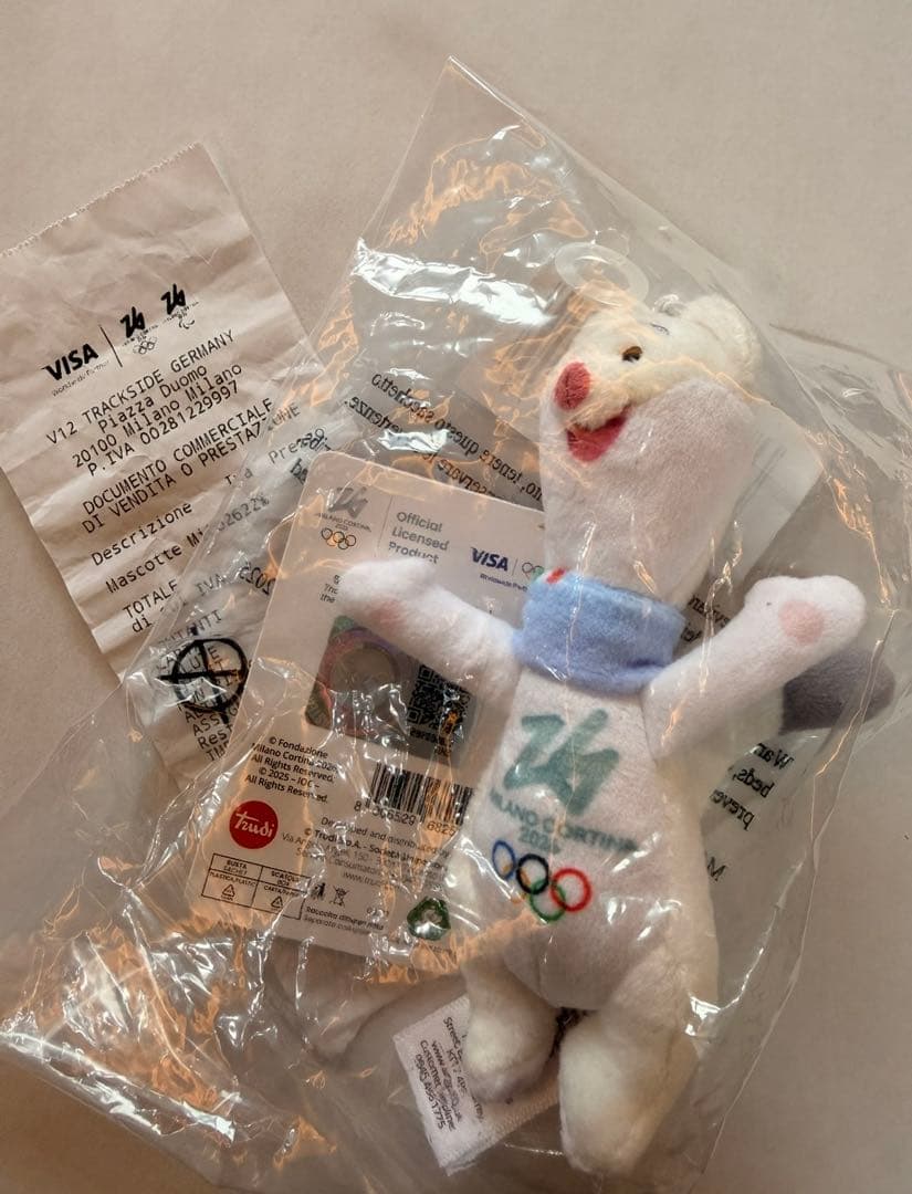【未開封】ミラノ五輪ティナ13cm公式Mascot現地購入レシート