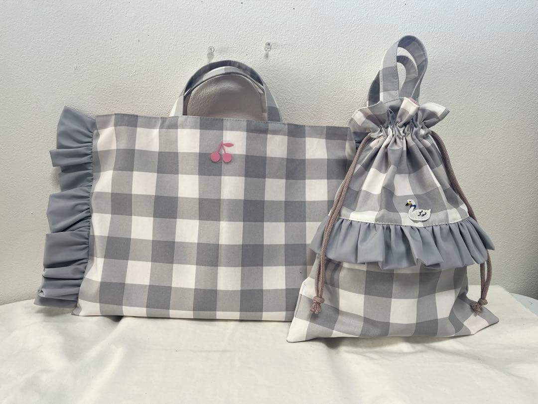 maruさま☆専用　入園入学　フリルレッスンバッグ　体操服　ギンガムチェック