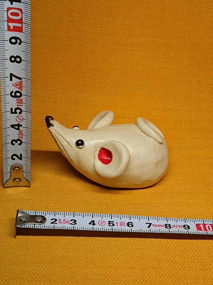 ネズミ　鼠　白鼠　陶器　オブジェ　置物　インテリア　工芸品　美術品　A1149