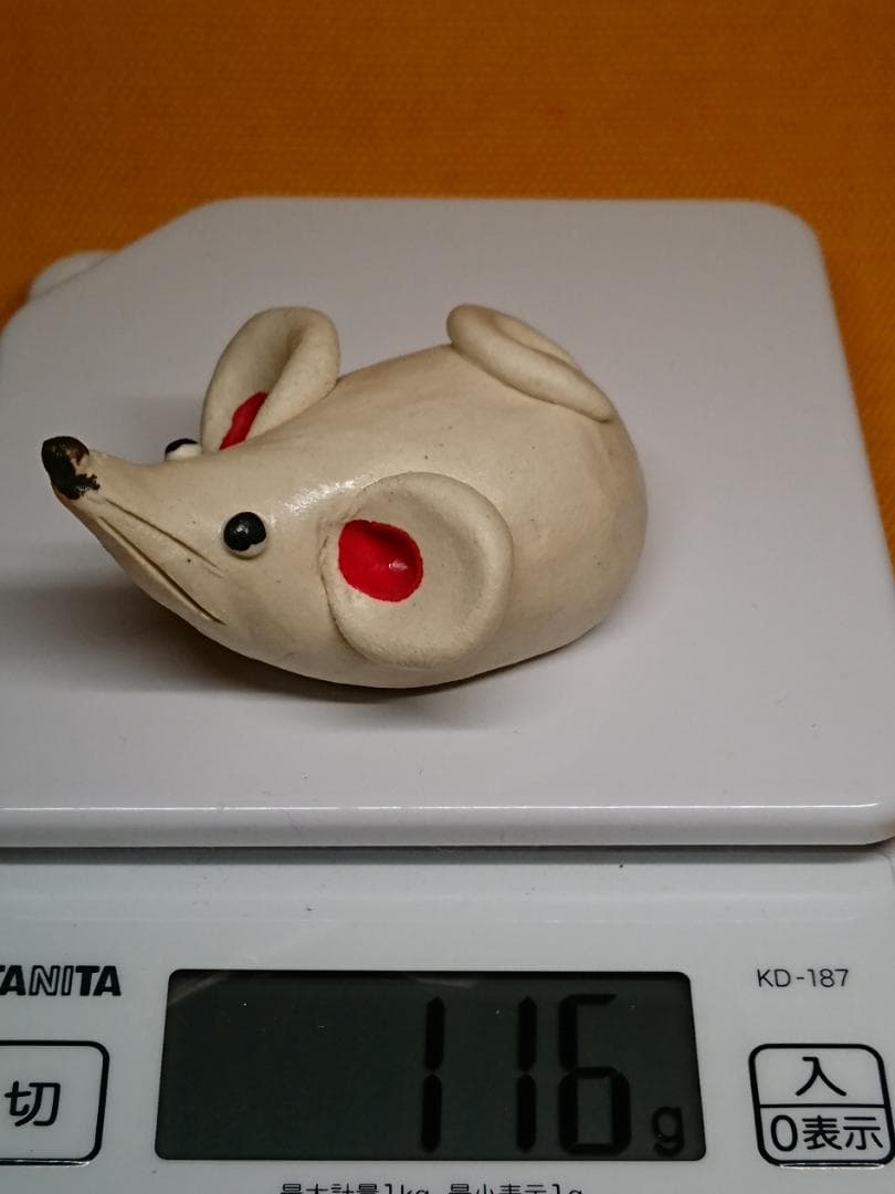 ネズミ　鼠　白鼠　陶器　オブジェ　置物　インテリア　工芸品　美術品　A1149