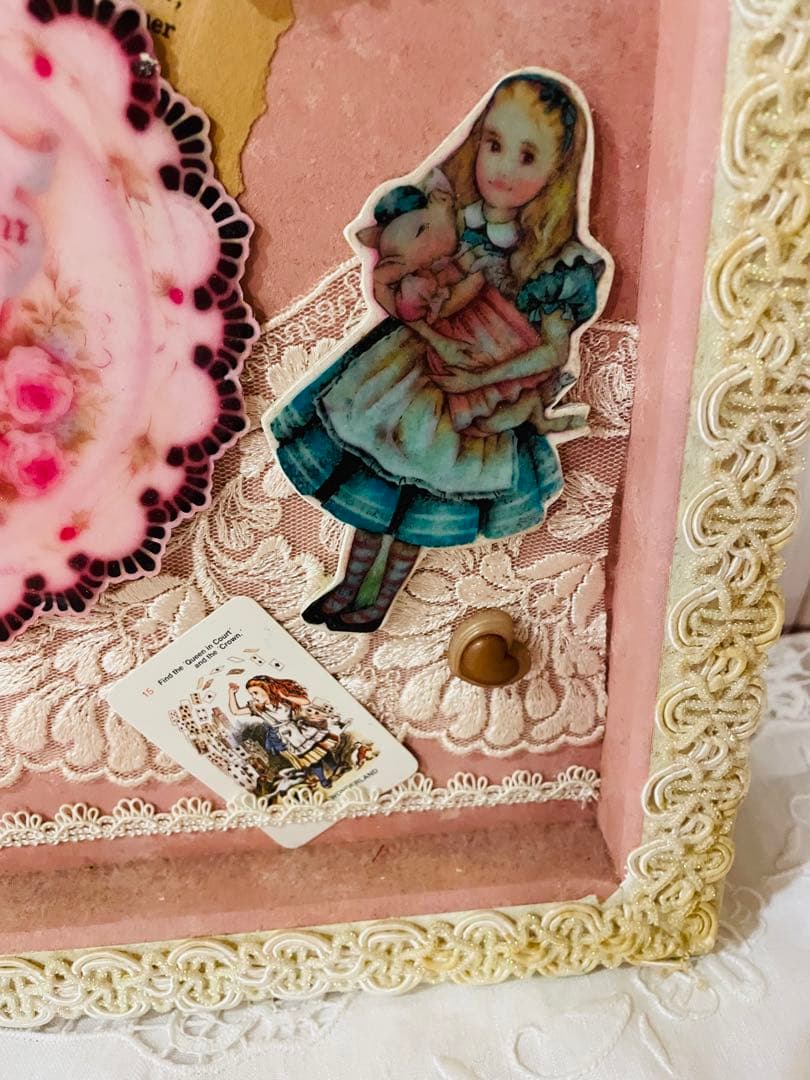 NO.243アリスの国のデコウォール　ミニチュア　デコパージュ　ハンドメイド