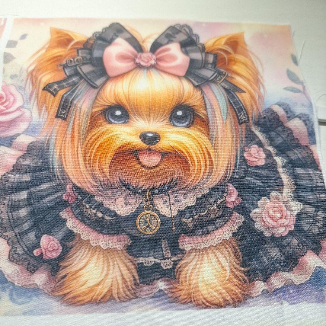 おしゃれなヨーキーパネル生地　ハンドメイド