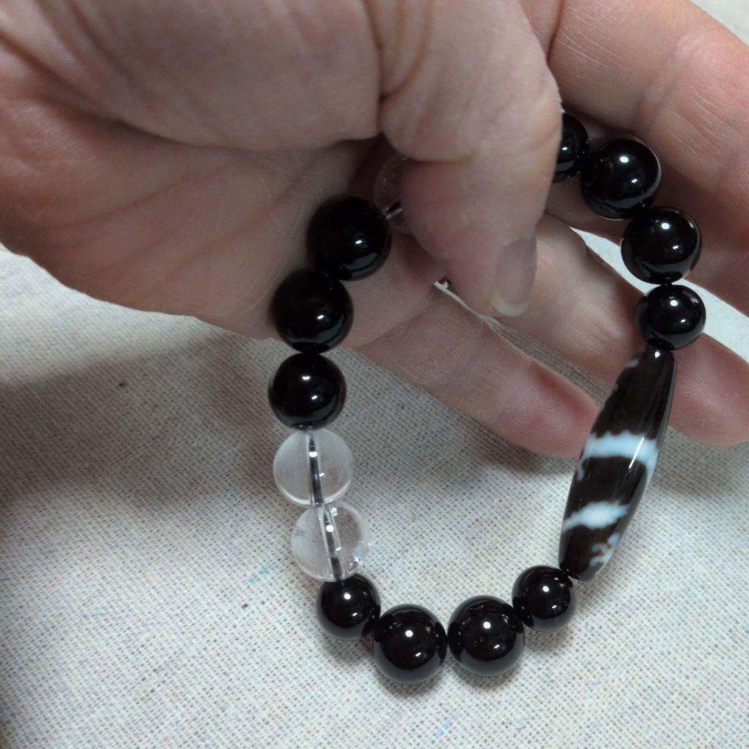 至純5本爪龍神天珠とマニカラン産天然結晶入りヒマラヤ水晶のブレスレット鑑定済☆