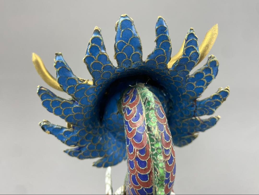 中国美術 七宝 龍 幅約28cm ドラゴン オブジェ 縁起物 魔除け 置物