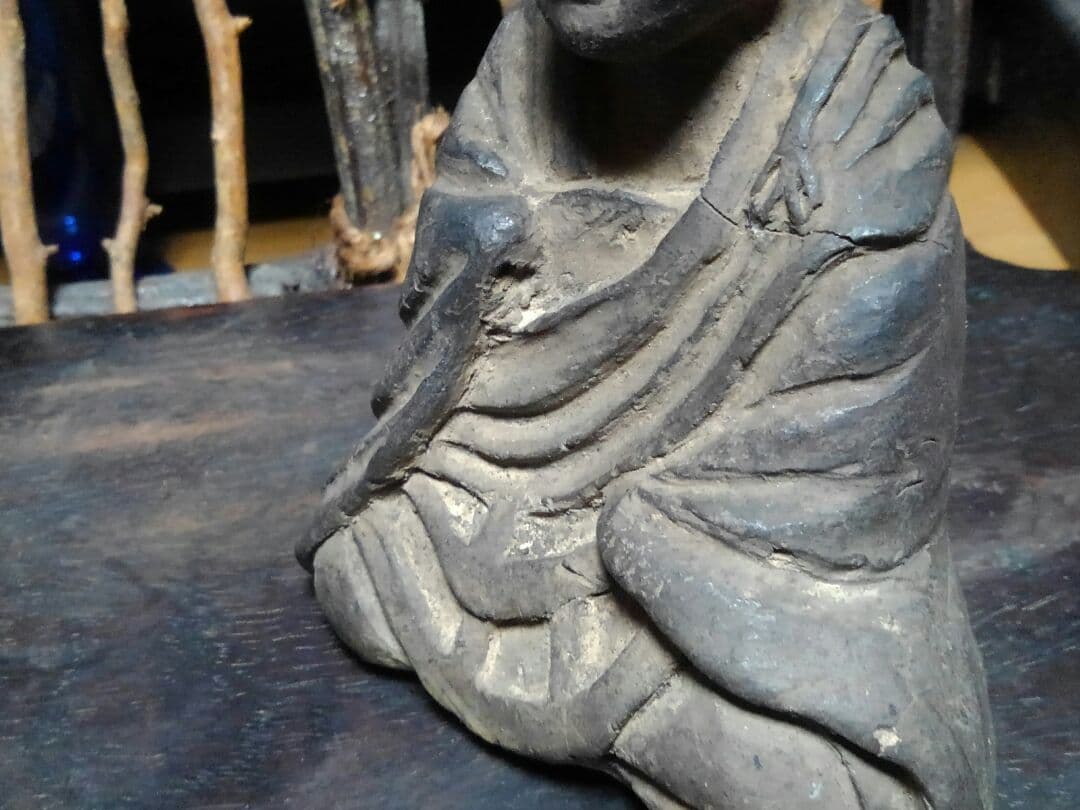 ♥陶製　とても古い　仏像　１　座像　仏様　仏壇　仏具　骨董