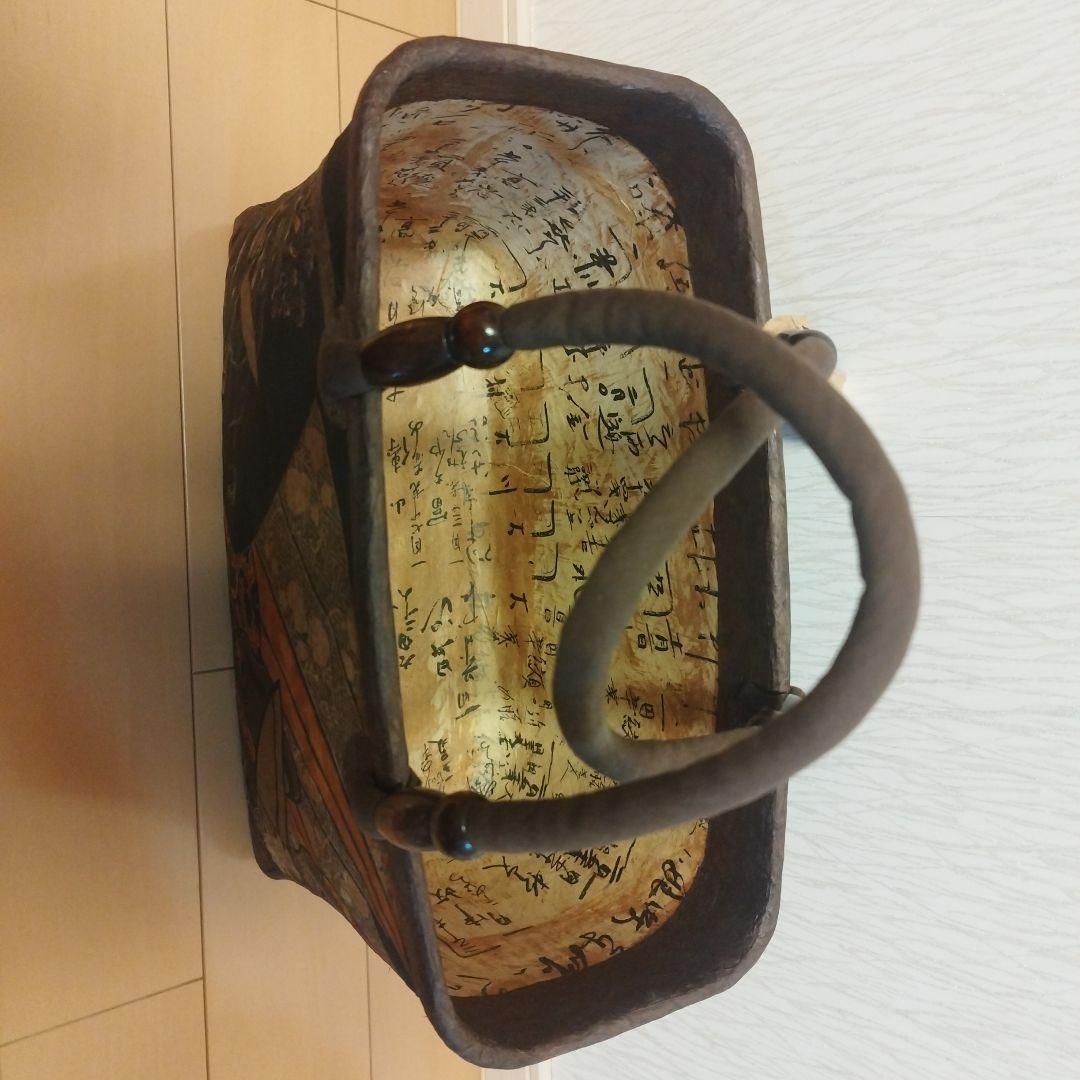 江戸明治大福帳の和風 一閑張り柿渋バッグ 幅35cm 奥行18cm 高さ27cm