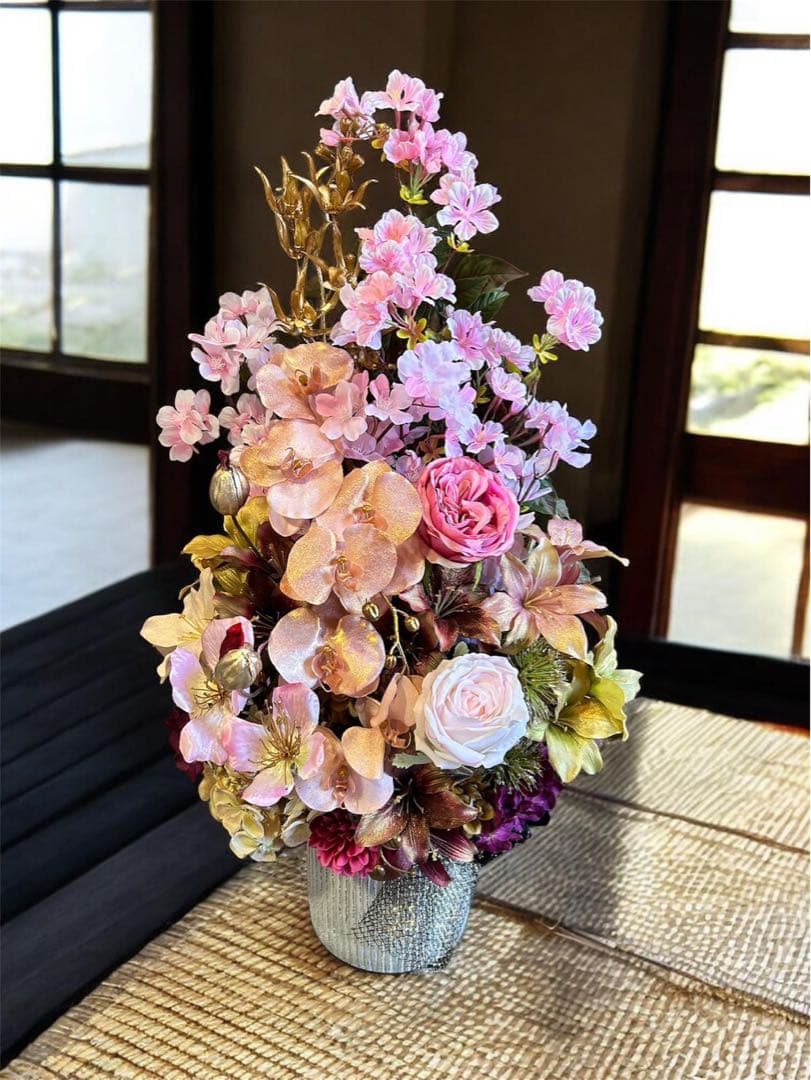光触媒　人工観葉植物　ウォールグリーン　フェイクグリーン　胡蝶蘭と桜