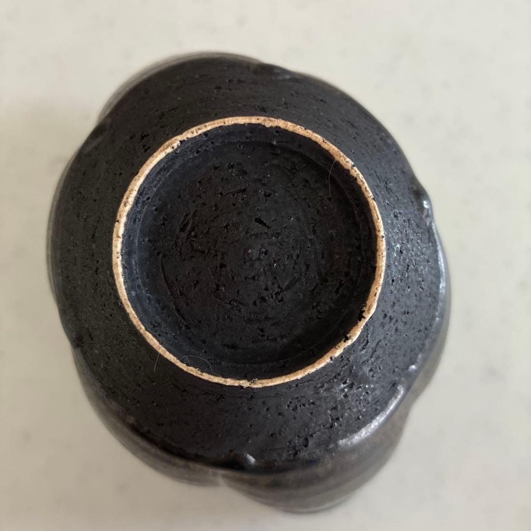陶芸家　黒木泰等氏　織部鉄鉢形輪花片口　織部ぐいのみ2個　3点セット