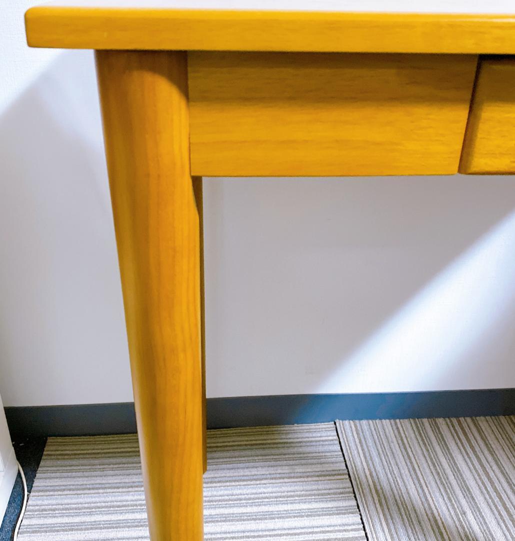 北欧 デスク 木製 天然木 スリムデスク 引き出し付 ナチュラルテイスト