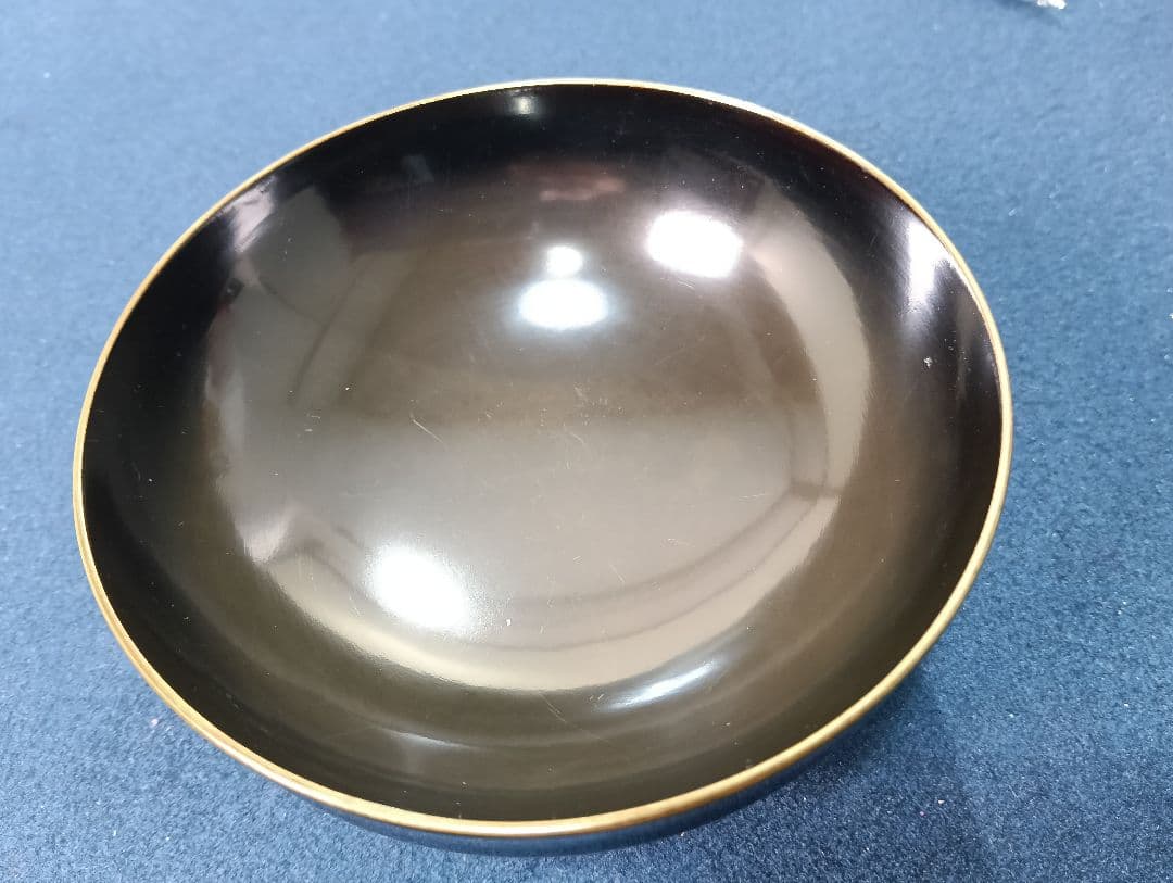 AM54 会津 蓋付椀 松鶴図 朱椀五客 縁金 金蒔絵 お椀 汁物椀