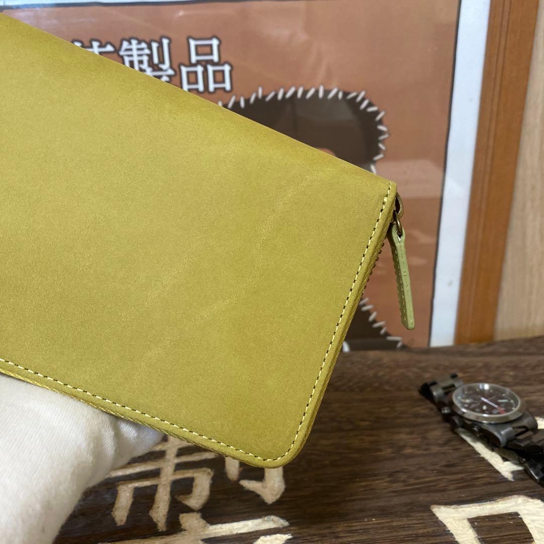 本革　イタリアンレザー　ヌバックレザーメンズレディースお洒落　小銭入れL字長財布