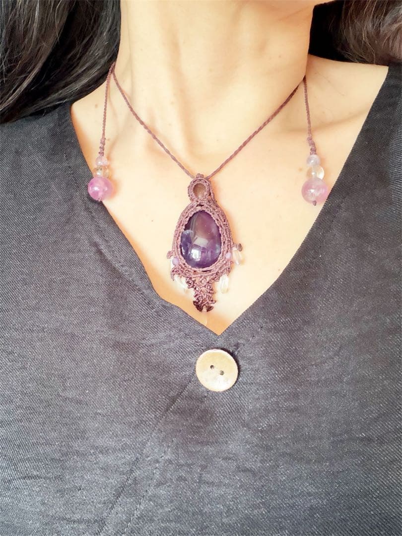 大ぶりアメジスト　癒し　ネックレス　2月誕生石　プレゼント　202624